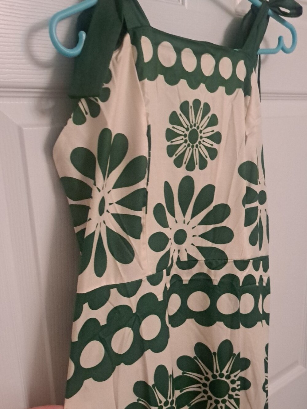 Green & Cream Mod Floral Tie-Strap Maxi Dress – XL / 14–16 New - Picture 7 of 7
